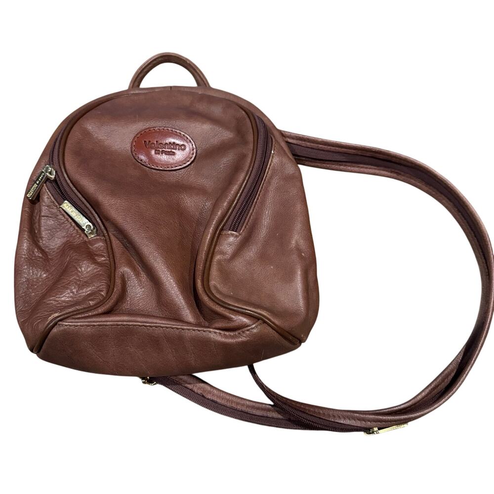 VTG Valentino di Paolo Brown Leather Crossbody Purse Convertible Backpack Italy